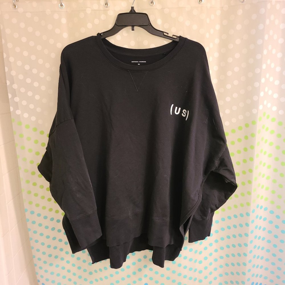 Universal Standard Logo Crew Neck Sweatshirt Size 30 Black